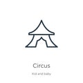 Circus icon. Thin linear circus outline icon isolated on white background from kids and baby collection. Line vector circus sign, Royalty Free Stock Photo