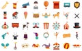 Circus icons set flat vector isolated Royalty Free Stock Photo