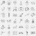 Circus icons set, outline style