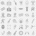 Circus icons set, outline style