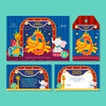 Baby shower invitation set with cute circus animals Royalty Free Stock Photo