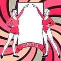 Circus invitation, two gymnast girls and place for your text