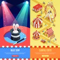 Circus Isometric Vertical Banners Webpage Design Royalty Free Stock Photo