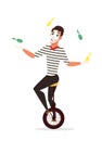 Circus juggler flat vector illustration isolated on white background