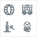 circus line icons. linear set. quality vector line set such as bear, strenght, cage