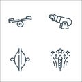 Circus line icons. linear set. quality vector line set such as fireworks, cymbals, human cannonball