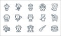 Circus line icons. linear set. quality vector line set such as platform, carousel, drum, soda, juggling, magician, kangaroo, human