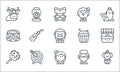 Circus line icons. linear set. quality vector line set such as dog, magicians assistance, caramel apple, bearded woman, knife