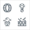 circus line icons. linear set. quality vector line set such as drum, crystal ball, elephant