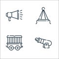 Circus line icons. linear set. quality vector line set such as human cannonball, wagon, party hat