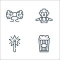 Circus line icons. linear set. quality vector line set such as popcorn, magic wand, clown