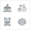 circus line icons. linear set. quality vector line set such as target, poster, bycicle Royalty Free Stock Photo