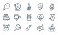 Circus line icons. linear set. quality vector line set such as circus tent, soda, trapeze artist, elephant, caramel apple, food