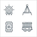 Circus line icons. linear set. quality vector line set such as wagon, ticket, party hat