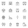 Circus line icons set