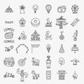 Circus Line Icons Set