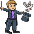 Circus Magician with Hat Dove Cartoon Clipart