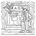 Circus Magician with a Hat and Dove Coloring Page