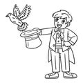 Circus Magician with a Hat and Dove Isolated