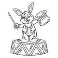 Circus Magician Rabbit Isolated Coloring Page