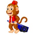 Circus monkey carrying cart Royalty Free Stock Photo