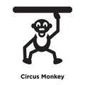 Circus Monkey icon vector isolated on white background, logo con