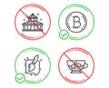 Circus, Painting brush and Bitcoin icons set. Cold coffee sign. Vector