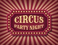 Circus party night advertisement template of stock banner. Halloween vintage theme. Brightly glowing retro cinema neon sign. Royalty Free Stock Photo
