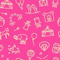 Circus seamless background in linear style Royalty Free Stock Photo