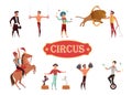 Circus performance flat vector illustration isolated on white background