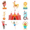 Circus Performance Objects And Characters Set Royalty Free Stock Photo