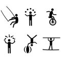 Circus Performers Acrobat Pictograms silhouette Royalty Free Stock Photo