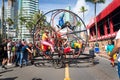 Circus performers perform during the pre-Carnival Fuzue parade