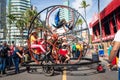 Circus performers perform during the pre-Carnival Fuzue parade