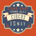 Circus poster. Invitation in red and blue. Royalty Free Stock Photo