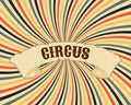 Circus poster. Vintage lettering Circus on rainbow striped background. Colorful illustration, banner, background Royalty Free Stock Photo