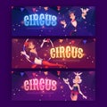 Circus posters with magician, aerial gymnast Royalty Free Stock Photo