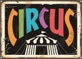 Circus retro tin sign design concept