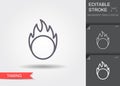 Circus ring of fire. Line icon with shadow and editable stroke Royalty Free Stock Photo