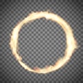 Circus ring or hoop on fire. Flame on transparent background Royalty Free Stock Photo