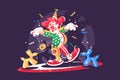 Circus show with cute clown and balloon animals Royalty Free Stock Photo