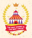 Circus show entertainment carnival festival brochure invitation poster vector illustration. Festive circus marquee, big Royalty Free Stock Photo