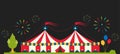 Circus show entertainment tent marquee marquee outdoor festival with stripes and flags isolated carnival signs Royalty Free Stock Photo