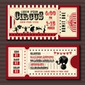 Circus show horizontal tickets front and back side templates Royalty Free Stock Photo