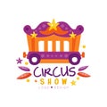 Circus show logo design, carnival, festive, circus show label, colorful hand drawn template of flyear, poster, banner Royalty Free Stock Photo