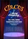 Circus show poster template with sign. Festive Circus invitation. Vector carnival show background illustration Royalty Free Stock Photo