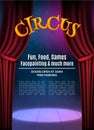 Circus show poster template with sign. Festive Circus invitation. Vector carnival show background illustration Royalty Free Stock Photo