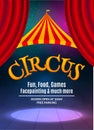 Circus show poster template with sign and light frame. Festive Circus invitation. Vector carnival show illustration Royalty Free Stock Photo