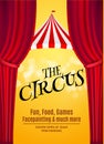 Circus show poster template with sign and light frame. Festive Circus invitation. Vector carnival show illustration Royalty Free Stock Photo