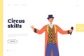 Circus skills concept for lading page offering online class to get new amusement profession